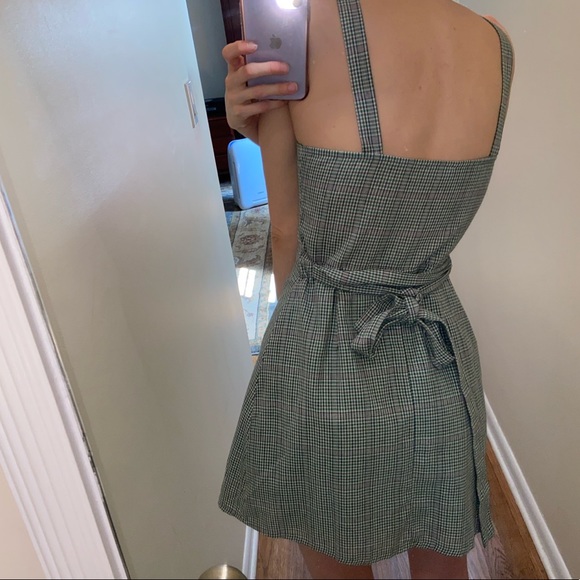 Green and black and white plaid summer dress - Picture 3 of 8